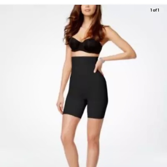 Spanx Star Power  SZ M Black High Waist Mid Thigh Shaper  Open Pack Seamless - Picture 1 of 9